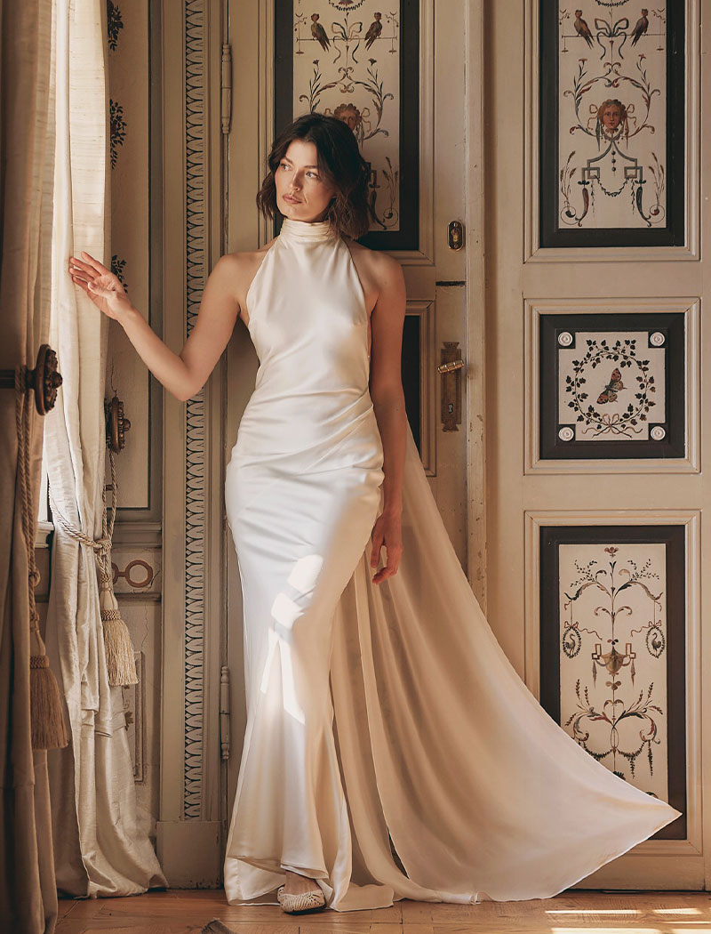 Robe de mariée col américain