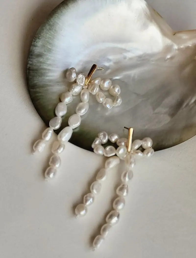 Boucles d'oreilles Bow Perle - Maison Sabben - Bijoux - Promesse Mariage